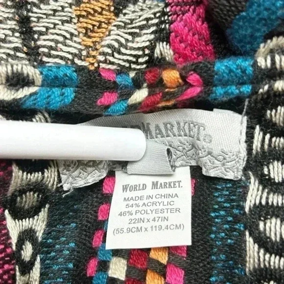 World Market Bohemian Embroidered Long Open Front Kimono Duster Aztec One Size - Picture 9 of 10